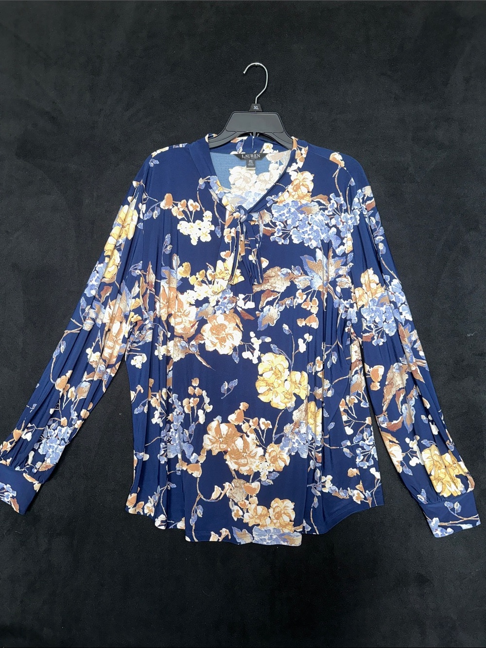 Lauren Ralph Lauren Navy Floral Tie-Front Blouse